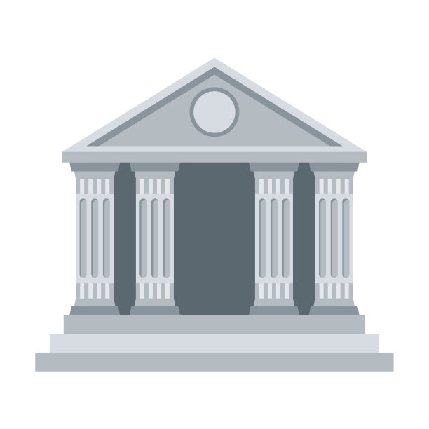 银行建筑平面矢量图标。经典视图。图片下载