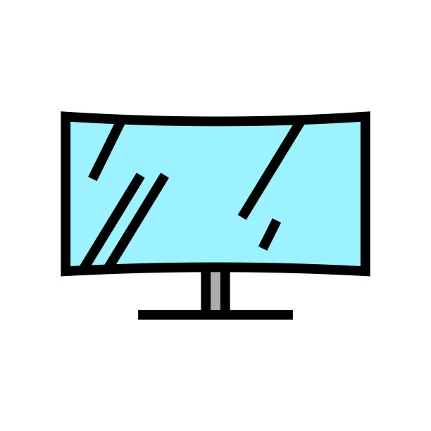 弯曲显示器彩色图标矢量插图图片下载