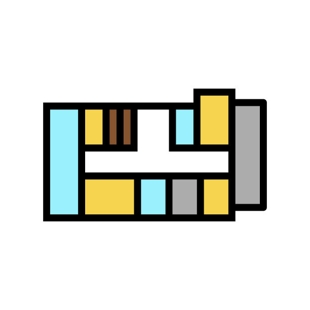 公寓平面图彩色图标矢量插图图片下载