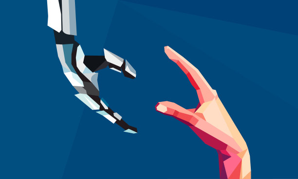 人类和机器人的手。未来技术伙伴关系的概念图片下载