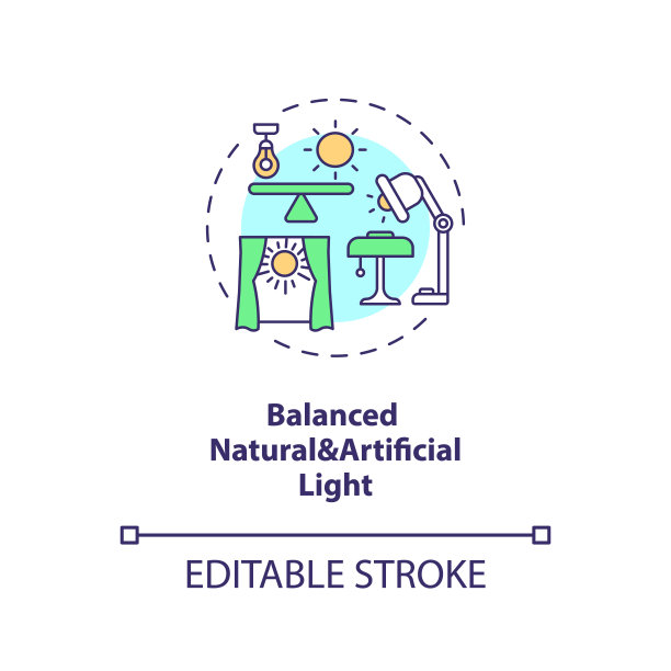 平衡的自然和人工光概念图标图片下载