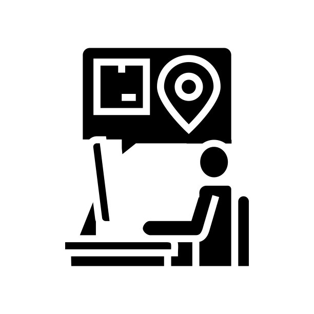 经理检查订单位置字形图标矢量插图图片下载