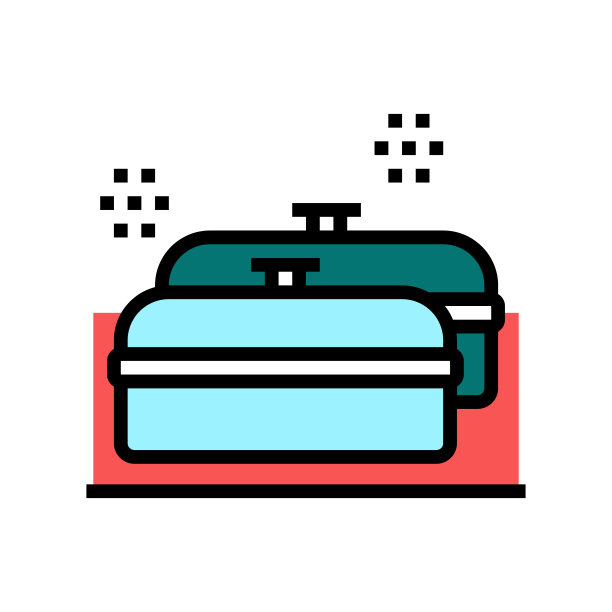 平底锅厨房用具烹饪颜色图标矢量插图图片下载