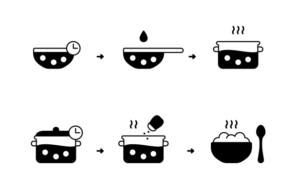 鹰嘴豆烹饪指导。豆或豌豆的制备黑色轮廓图标图片下载