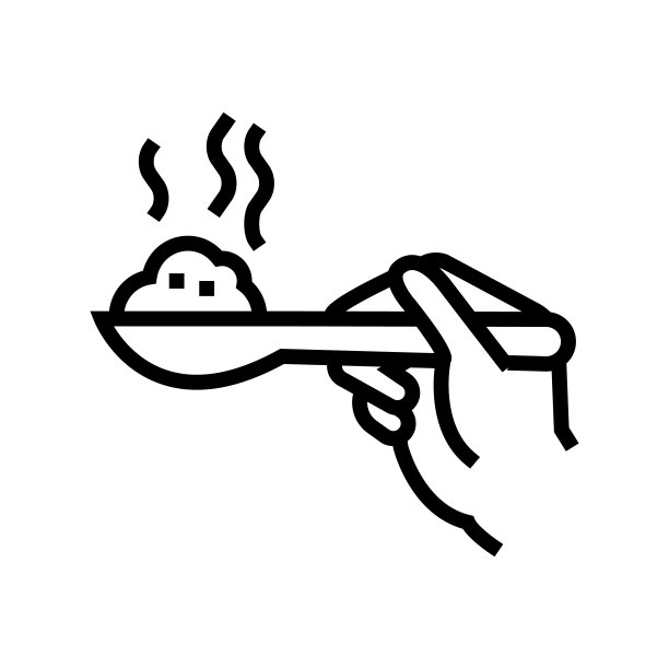 手握燕麦勺线图标矢量插图图片下载