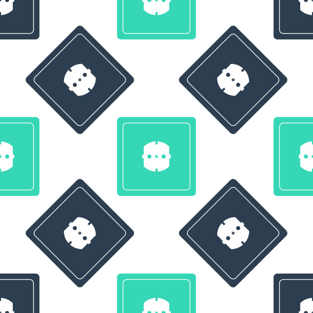 绿色电源插座图标隔离无缝模式上的白色背景。电源插座。玫瑰的象征。向量图片下载