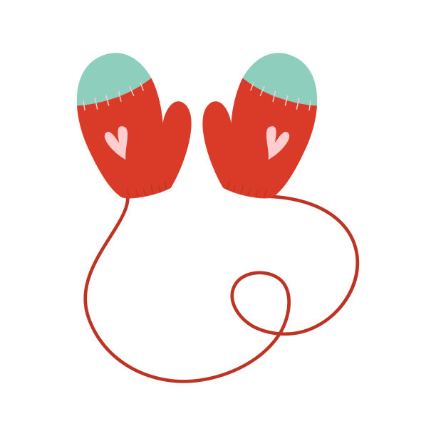 白色背景上带心形的红色手套图片下载