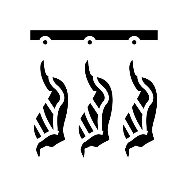 切割动物尸体挂在仓库字形图标矢量插图图片下载