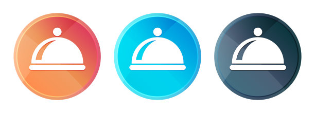 菜盘图标蒸汽雾圆形按钮设置闪亮的插图图片下载