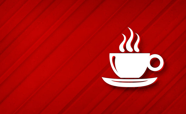 咖啡杯图标梦幻抽象红色背景对角线条纹线条插图设计图片下载