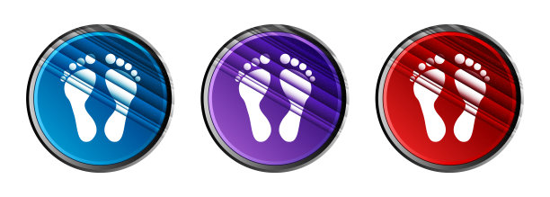 足迹图标自然天光圆形按钮设置条纹线插图图片下载