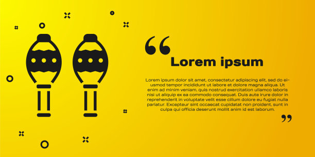 黑色沙球图标孤立在黄色背景。音乐沙球乐器墨西哥。向量图片下载