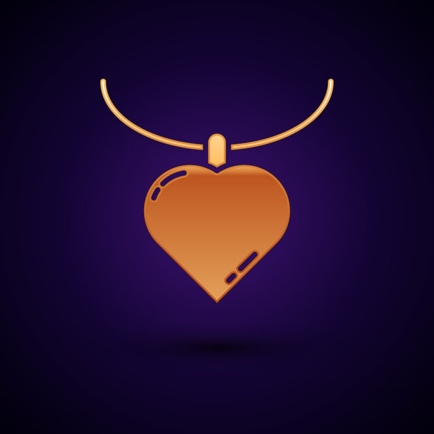 金项链与心形吊坠图标图片下载