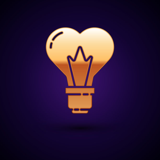 金心形灯泡图标孤立上图片下载