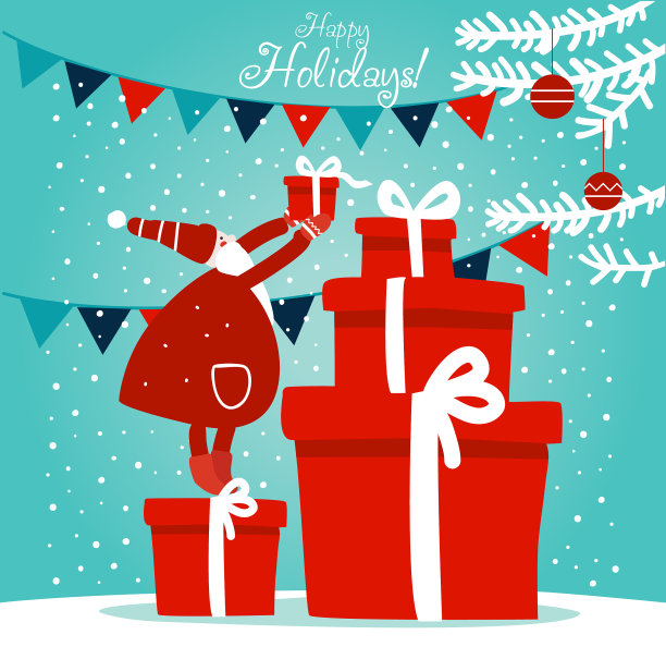 带礼物的有趣的圣诞老人图片下载