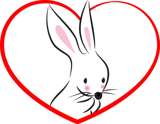 矢量卡通兔子在心形框架图片下载