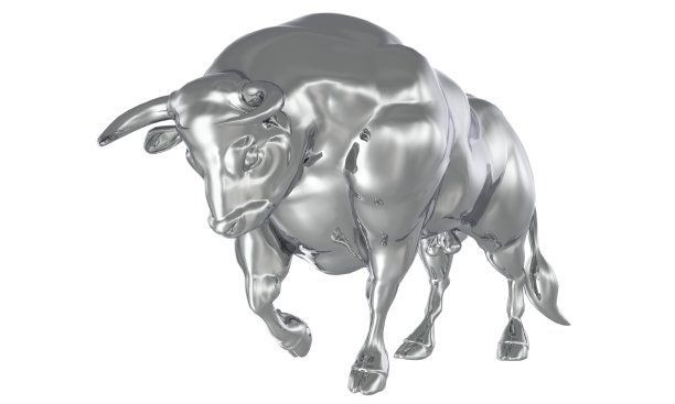 白色金属公牛孤立的白色背景3d插图图片下载