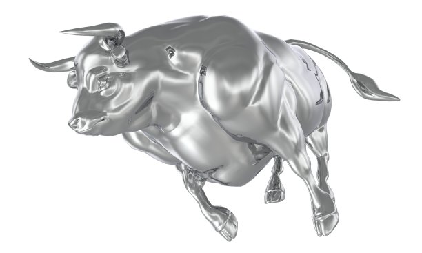 白色金属公牛孤立的白色背景3d插图图片下载