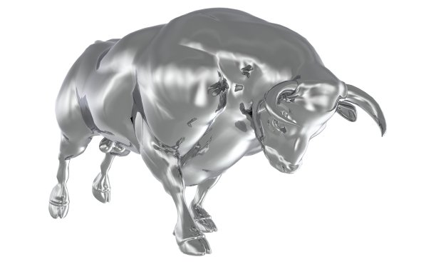 白色金属公牛孤立的白色背景3d插图图片下载