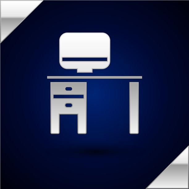 银色电脑显示器和桌面图标隔离开图片下载