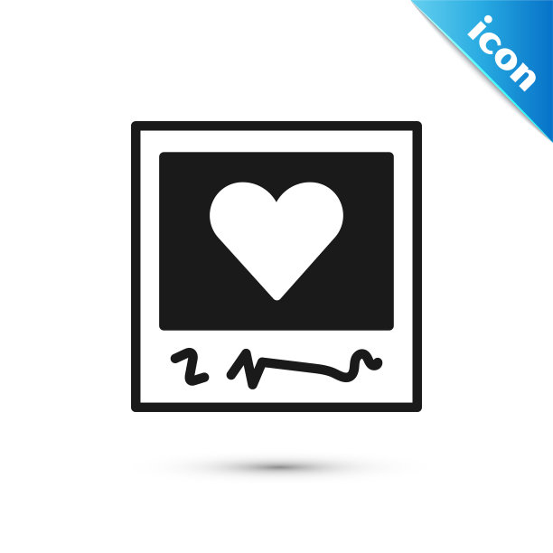 灰色空白相框和心形图标孤立图片下载