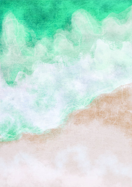 波西海滩与波浪印花..抽象的背景。波西米亚印刷墙面艺术，波西米亚海报，蜡笔抽象艺术，风景画，海画。抽象的安排。图片下载