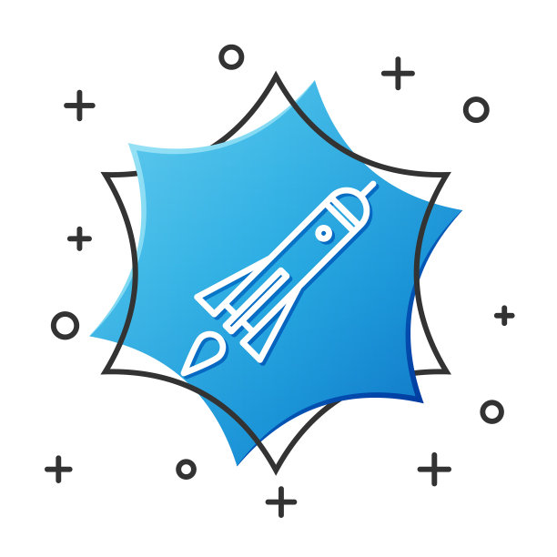 带有火焰图标的白线火箭船被隔离图片下载