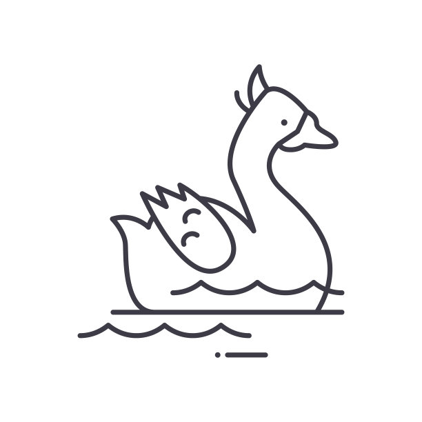 鹅图标，线性孤立的插图，细线矢量，网页设计标志，大纲概念符号与可编辑的笔触在白色的背景。图片下载