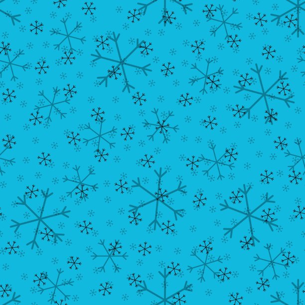 无缝圣诞图案涂鸦与手随意绘制雪花。礼物包装纸，有趣的纺织品印花，设计，装饰，食品包装，背景。新年。光栅副本。天空蓝色、黑色图片下载