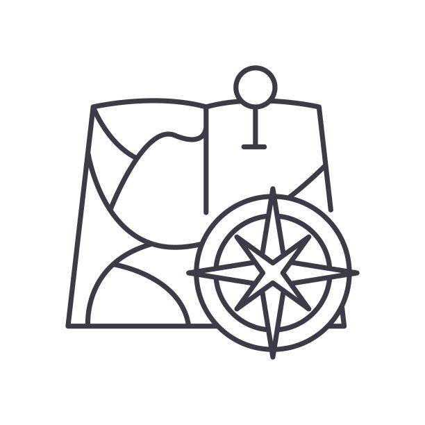 地理科学图标，线性孤立的插图，细线矢量，网页设计标志，轮廓概念符号与可编辑的笔画在白色的背景。图片下载