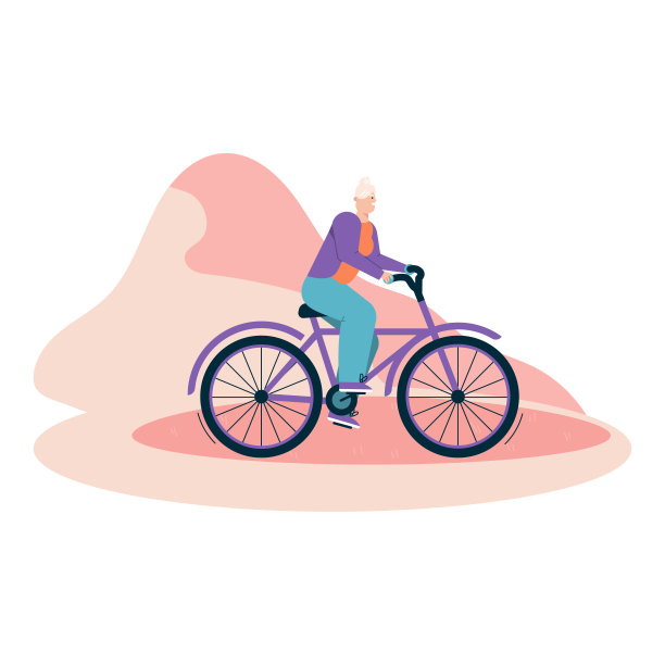 奶奶在户外骑自行车。老妇人骑自行车图片下载