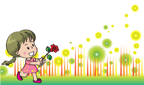 矢量卡通女孩拿着贺卡图片下载