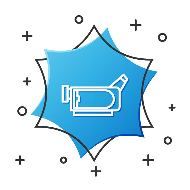 白线电影摄像机图标孤立在白色上图片下载