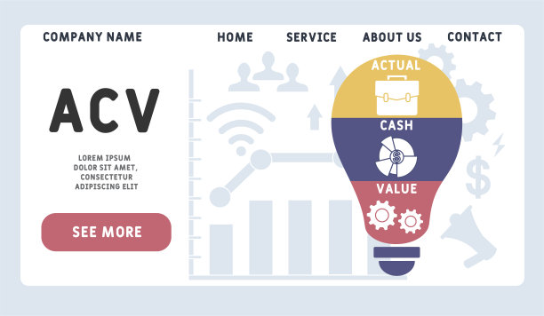矢量网站设计模板。实际现金价值的首字母缩写，商业概念。图片下载