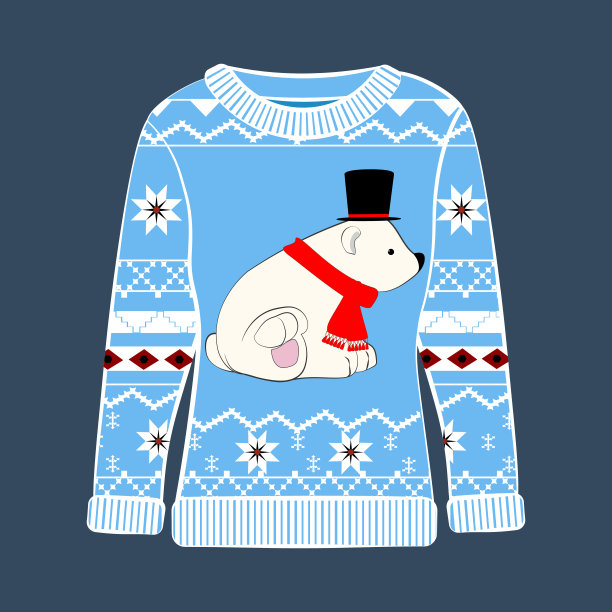 圣诞派对丑陋的毛衣与熊矢量插图图片下载