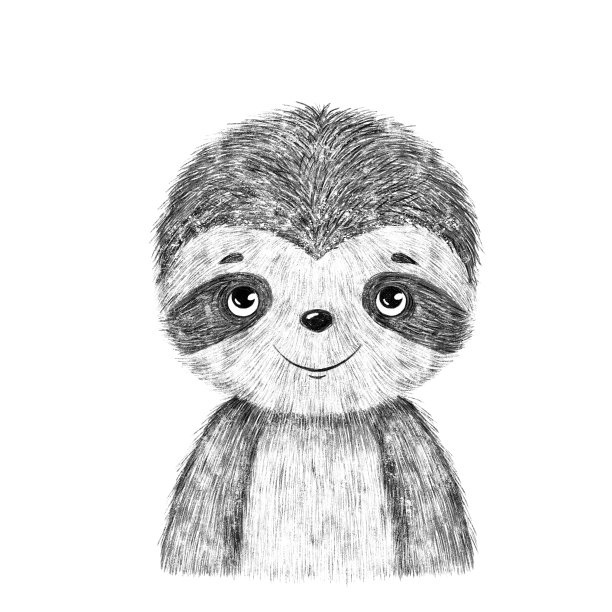 孩子懒惰。手绘动物。孤立的图片下载