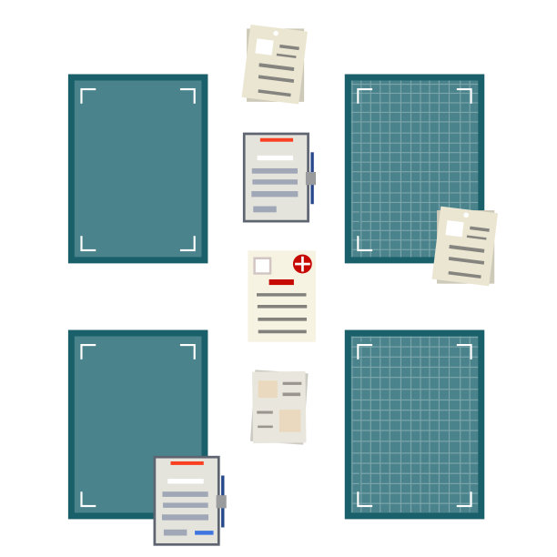 空的x射线模板。治疗骨折的医疗设备。诊断和纸质文档文件。测试在医院。卡通平面插图图片下载