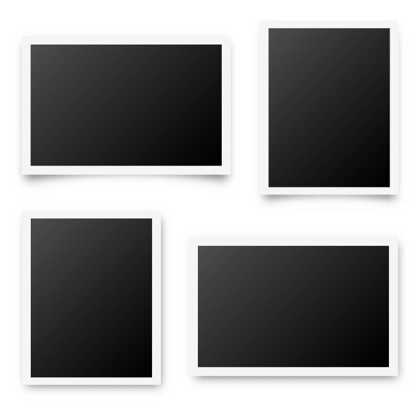 相片卡框，胶卷套。复古的复古照片与阴影。数字快照图像。摄影艺术。用于设计的模板或模型。矢量图图片下载