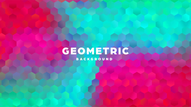 六角形多边形抽象背景。彩色三角形渐变设计。低多边形六角形旗帜。矢量图图片下载