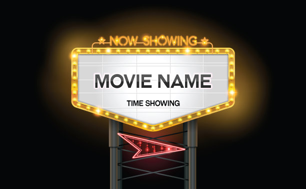 灯光标志广告牌电影院影院户外矢量插图图片下载