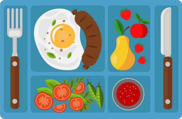 早餐放在托盘上，隔格在图片下载