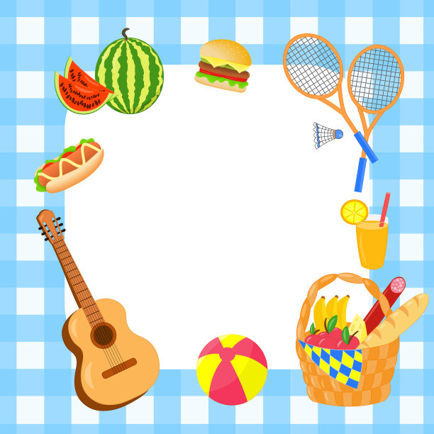 框架与夏季野餐设置图片下载