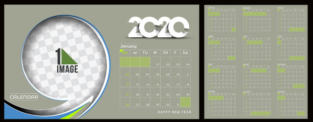 2020年新年快乐日历-新年假期图片下载