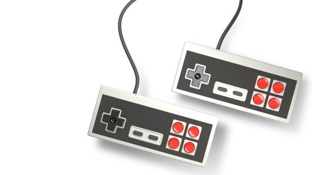 白色背景上的复古电脑游戏手柄图片下载