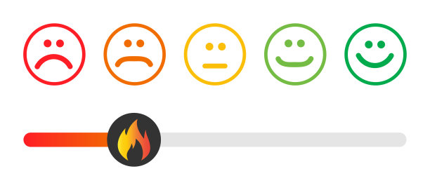 顾客图标情绪满意度量表与不同的符号在白色的背景图片下载