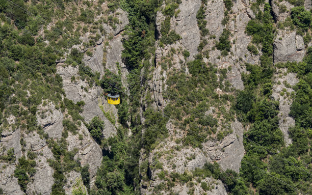 蒙特塞拉特山上的缆车。图片下载