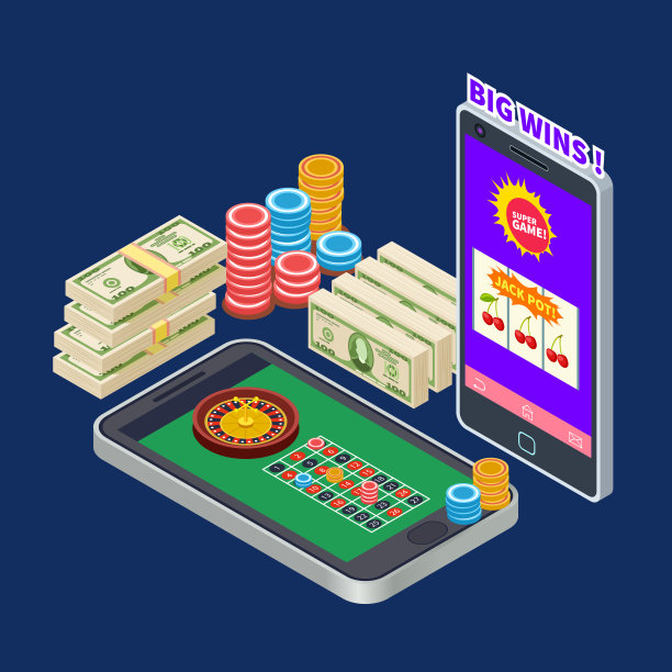 网上赌场或赌博用钞票和筹码等距矢量概念图片下载