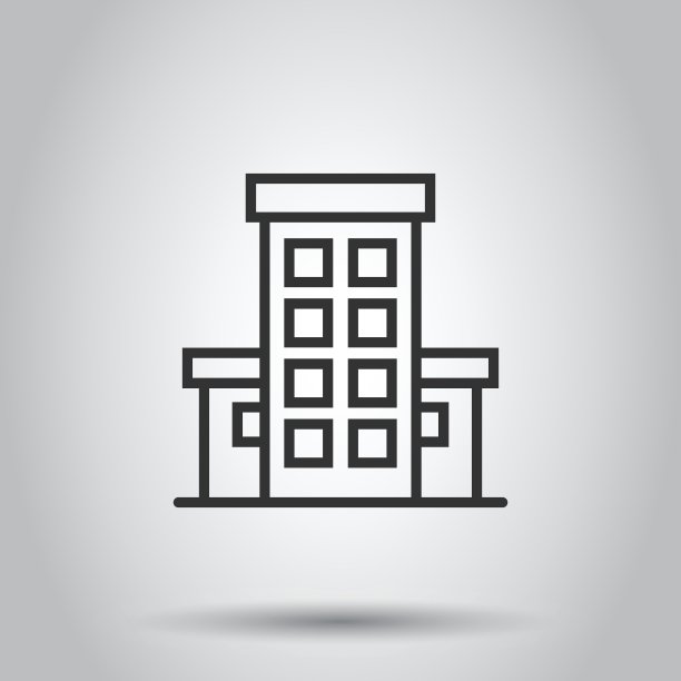 建筑图标在平面风格。城市摩天大楼公寓矢量插图在白色孤立的背景。城市大厦经营理念。图片下载