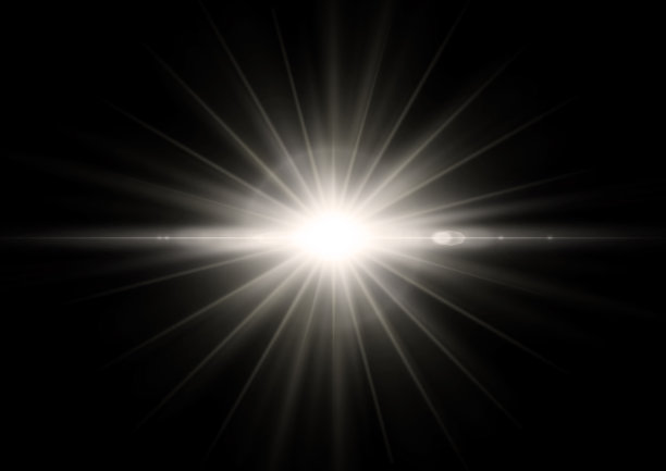 抽象的太阳光线照亮黑暗的3D插图图片下载