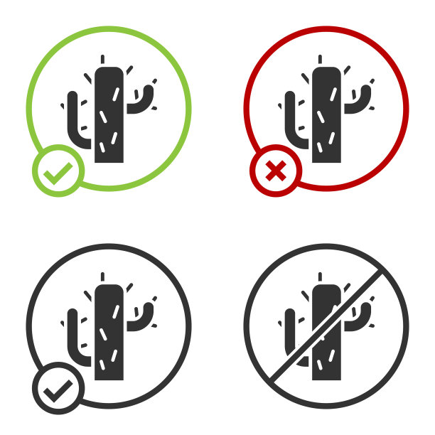 黑色仙人掌图标孤立在白色背景图片下载